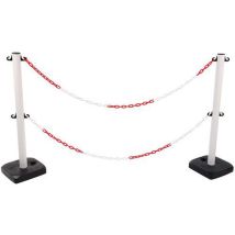 Manutan Expert - Valkoiset tolpat ketjuilla - 2 kpl 90 cm korkea PVC sisä- ja ulkokäyttöön