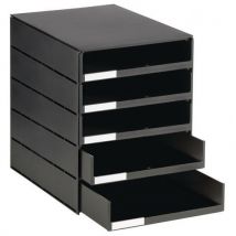 Styro - Asiakirjalaatikosto 5 laatikko musta avoimet laatikot