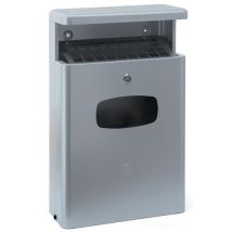 Vepabins - Ulkokäyttöön tarkoitettu roskakori sadesuojalla 16L harmaa - Alumiini 65x40x19 cm 5.73 kg