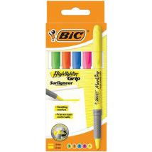 BIC - Korostuskynäsetti Highlighter Grip - 5 erilaista väriä - Viistetyt kärjet - Kierrätetty pakkaus