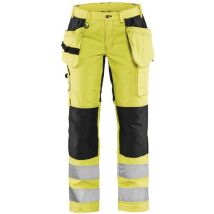 Blaklader - Naisten highvis riipputaskuhousut stretch - Huomio keltainen/Musta - Koko 48 - EN 20471 Luokka 2