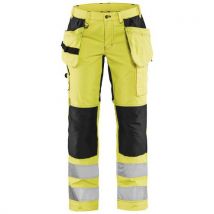 Blaklader - Naisten highvis riipputaskuhousut stretch huomio keltainen/musta d25