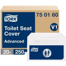 Tork - Kertakäyttöiset istuinsuojat - 250 osaa - Valkoinen paperi - WC-varusteet
