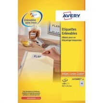 Avery - Irrotettavat valkoiset etiketit lasermustesuihkukopiokone 45,7 x 21,2 mm