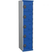 Acial - Yksiosainen kaappi jossa 1 osio jossa 5 osastoa k1 800 x l400 x s500 avainlukko vaaleanharmaa/sininen
