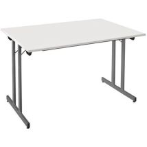 Monikäyttöinen kokoontaitettava pöytä 140x70 cm harmaa - Melamiinilevy T-jalat valmis kokoonpano