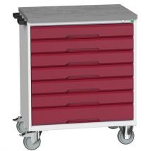 Bott - Rullavaunu verso 800x550x980 mm vaaleanharmaa/punainen