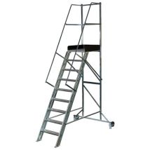 Laggo - Siirrettävät portaat turvakaiteella 9 askelmaa 2850 mm korkea 150 kg kantavuus