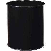 Manutan Expert - Metallinen roskakori 30 L Musta - Pyöreä teräsämpäri korkeus 44.5 cm 10 vuoden takuu