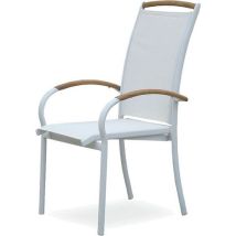 Hillerstorp - Nydala pinottava ulkotuoli - Alumiini/Textilene/Teak valkoinen