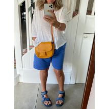 IZA Satchel. Sunshine Yellow with Tan Strap by Als London