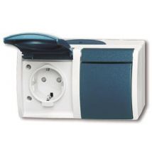 BJ Ocean Steckdose 2fach 20/2 EBW-53 mit erh. Ber.-sch. waager grau/blaugrün