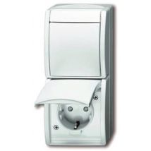 BJ Kombi Steckdose 2601/6/20 EBW-54 Wippschalter ocean IP44 alpinweiß