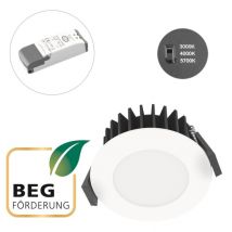 EVN Einbaustrahl. Solido IP54 L54N100125 10W 1000lm 3/4/57K 90' dim DA68mm weiss