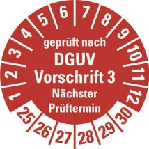 HEIN 187867 Prüfplakette HEIN_187867 DGUV3 NP 25-30 rot Folie selbstkl.
