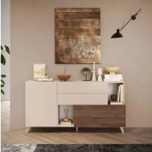 Madia con piedini, design moderno, finitura Mercure e Cashmere, ZLCMNCCM07MR