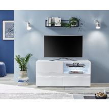 Porta TV onda 1 anta 1 cassetto, finitura bianco lucido, design moderno ZLCSHPPB