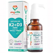 Witaminy D + K MyVita 100% Naturalna Forte K2 + D3 2000IU 30ml