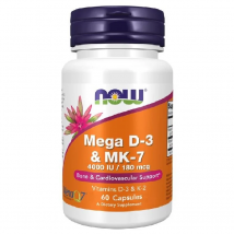 Witaminy i Minerały D3+ K2 Now Foods Mega D3 MK7 4000IU 180mcg 60kaps