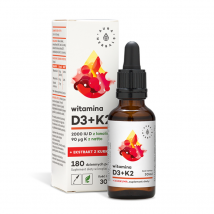 Witaminy Aura Herbals D3 2000IU+ K2+ekstrakt z kurkumy 30ml