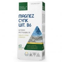 Witaminy i Minerały Kompleks Medica Herbs Magnez Cynk Wit. B6 60kaps