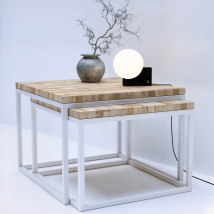 Table basse – Set 2 en 1, Structure blanche