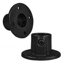 Rohrverbinder Runde Fußplatte durchgehend - Typ 10TB - 26,9 mm (Schwarz)