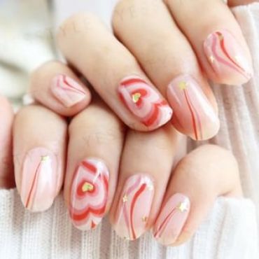 Lunacaca - Mystical Red Heart Nail Art Stickers 24 pcs