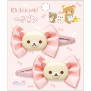 San-X Rilakkuma Ribbon Hair Clip (Korilakkuma) (Set of 2) H9×W7.6×D1.2cm