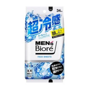 Kao - Men's Biore Face Sheet Cool Ocean - 34 pcs - Cool Type