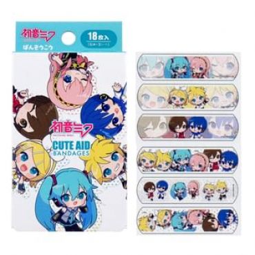 Santan - Hatsune Miku Bandage (18 Pieces) Bandage: 7.2×1.9cm (6 designs x 3, Total: 18 pcs)