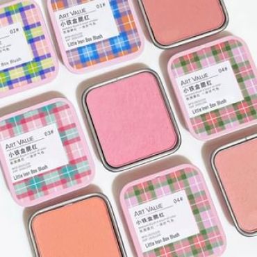 Art Value - Checkered Little Iron Box Blush - 4 Colors 2# Peach Light Pink - 4g