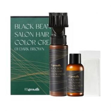 ELROEL - Elgrowth Black Bean Salon Hair Color Cream - 2 Colors #01 Dark Brown