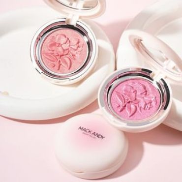 MACK ANDY - Velvety Flower Embossed Blusher- 3 Colors M01# Cheerful Pink - 5.5g