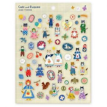 Cats and Buttons /Aiko Fukawa Sticker One Size