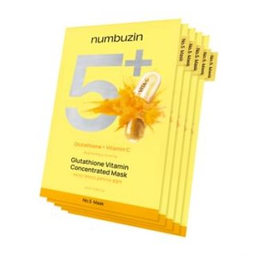 numbuzin - No.5+ Glutathione Vitamin Concentrated Mask Set 5 sheets 2025 Version - 27ml x 5 sheets