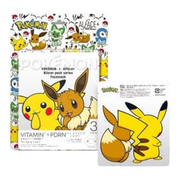 ALFACE+ - Pokemon Pikachu & Eevee Blister Pack Series Facemask 3 pcs