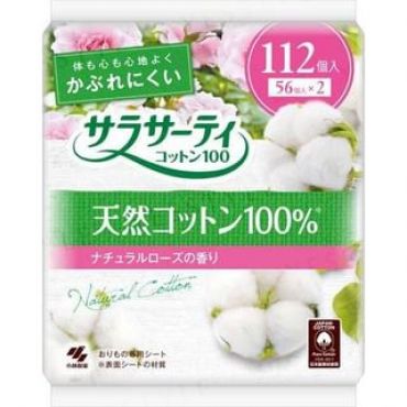 Kobayashi - Sarasati Cotton 100 Sanitary Pad Natural Rose 112 pcs 112 pcs