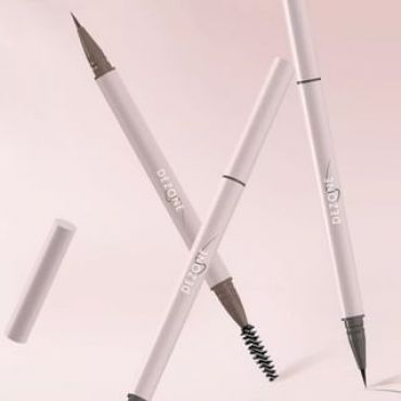 DEZONE - Dual Head Liquid Eyebrow Pen with Brush - 2 Colors D01 Greyish Black - 0.45ml
