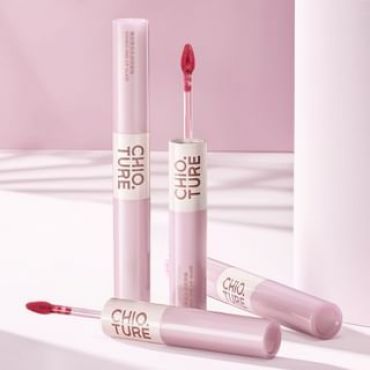 CHIOTURE - Dual-Ended Double Effect Liquid Lipstick - 5 Colors S01# Leisurely Peach (2g & 2g)