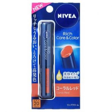 Nivea Japan - Rich Care & Color Lip Balm SPF 20 PA++ Coral Red