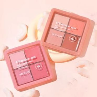 HOLD LIVE - 4 Colors Blusher Palette (1-2) #H01 Strawberry Peach - 11.5g