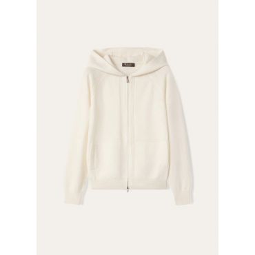 Loro Piana - Bomber Cappuccio Merano, Woman, White Titanium, Size: 38
