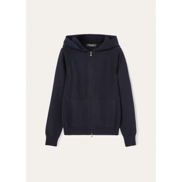 Loro Piana - Bomber Cappuccio Merano, Woman, Navy Blue, Size: 52
