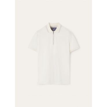 Loro Piana - Polo Zip Mm Regatta Comfort Pique' Cotton, Man, White, Size: S