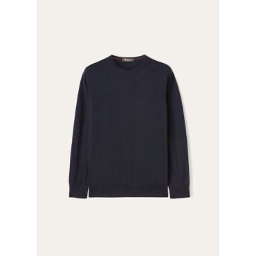 Loro Piana - T-shirt Crewneck, Total Eclipse, Size: 60