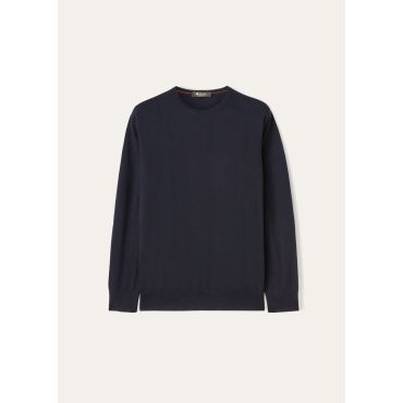 Loro Piana - T-shirt Crewneck, Total Eclipse, Size: 60