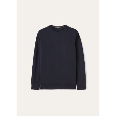 Loro Piana - T-shirt Crewneck, Total Eclipse, Size: 60