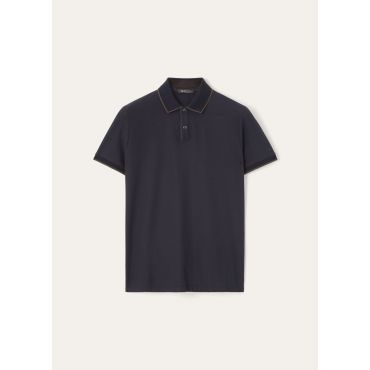 Loro Piana - Polo Mm Brentwood Jersey Pique' Honeycomb, Man, Navy Blue, Size: XXXXL