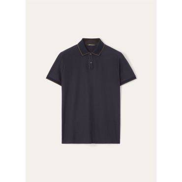 Loro Piana - Polo Mm Brentwood Jersey Pique' Honeycomb, Man, Blue Navy, Size: L